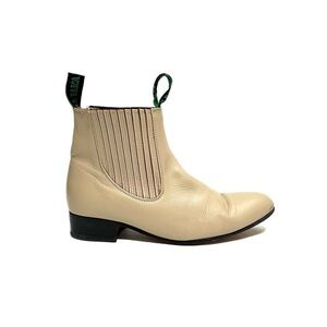 Vintage 1990s men’s ivory leather western chelsea ankle boots